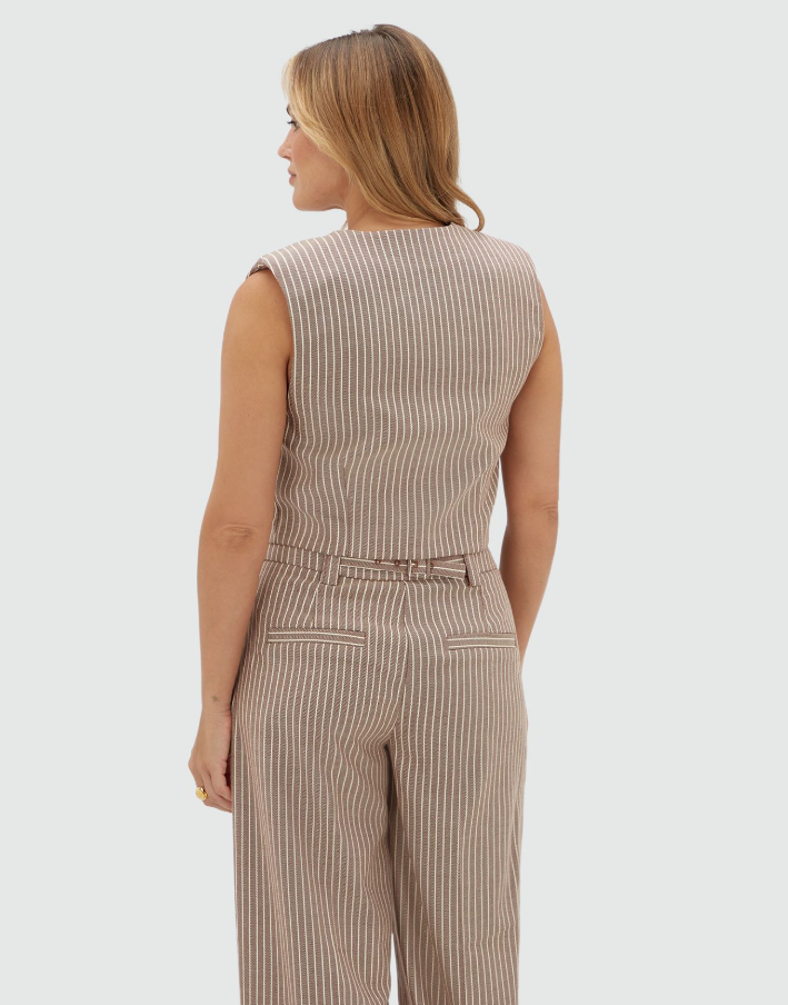 JORJA cropped gilet - burgundy stripe