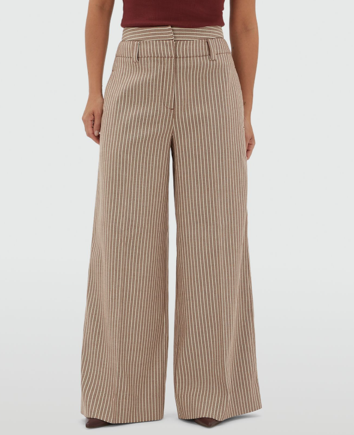 SCOUT high waisted wide leg pantalon - burgundy stripe