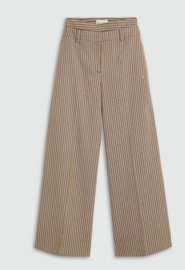 SCOUT high waisted wide leg pantalon - burgundy stripe