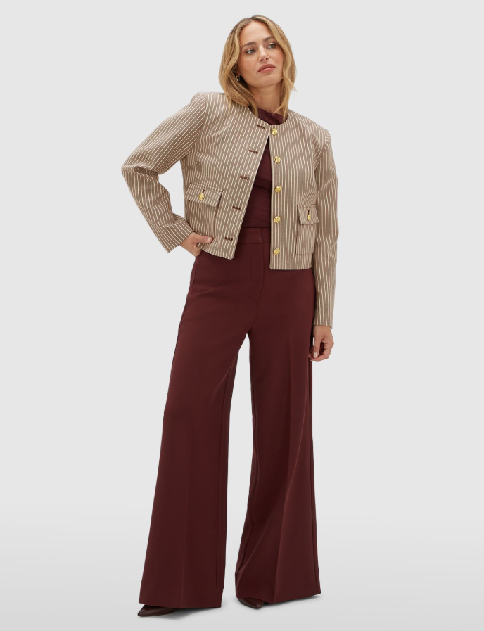 ELIRA cropped blazer - burgundy stripe