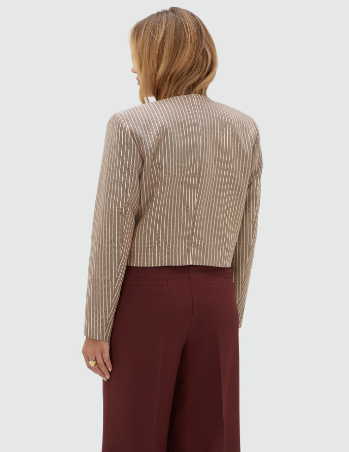 ELIRA cropped blazer - burgundy stripe