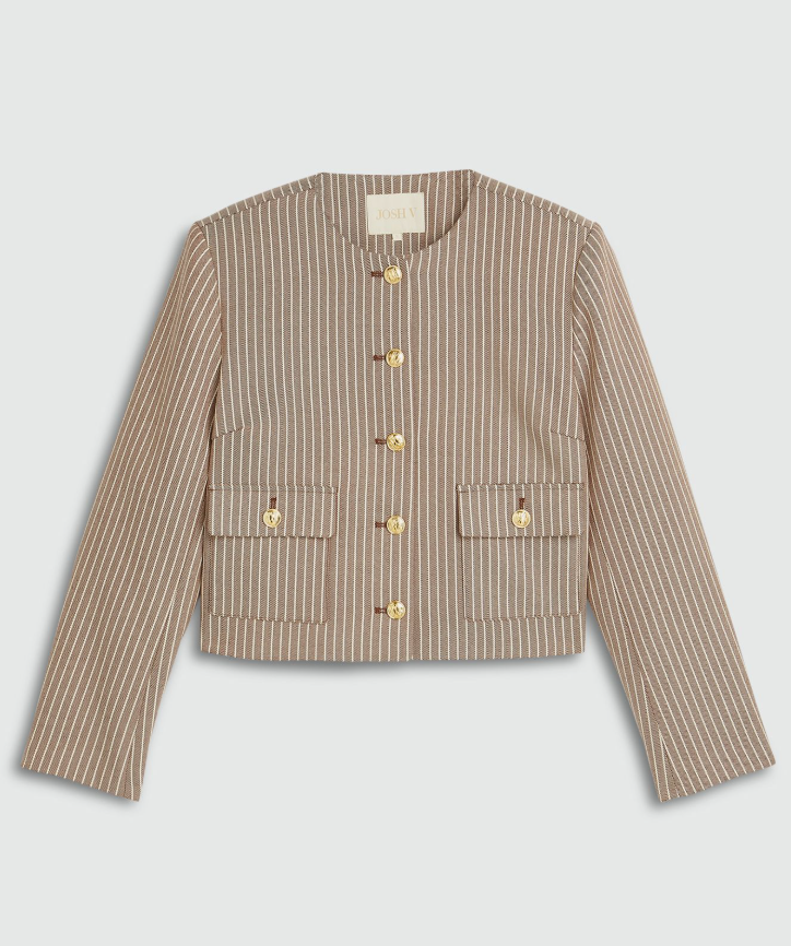 ELIRA cropped blazer - burgundy stripe