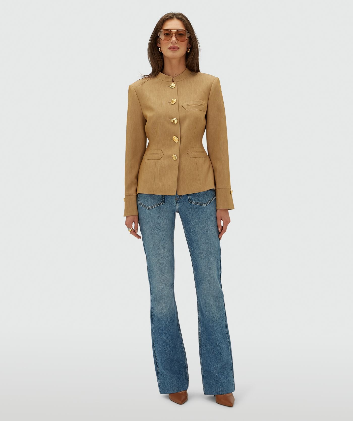 Boston Fitted Blazer - Light Camel Melange