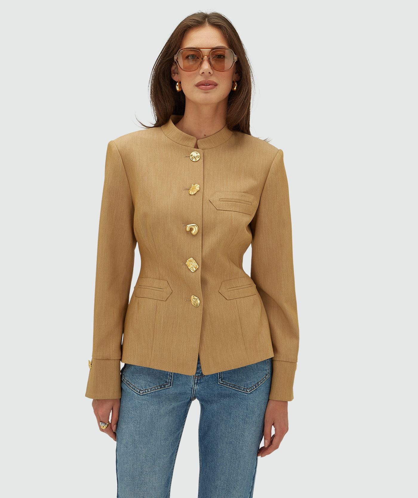 Boston Fitted Blazer - Light Camel Melange