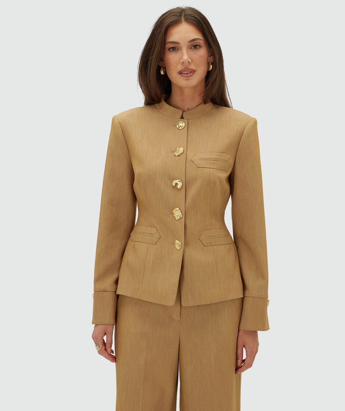 Boston Fitted Blazer - Light Camel Melange