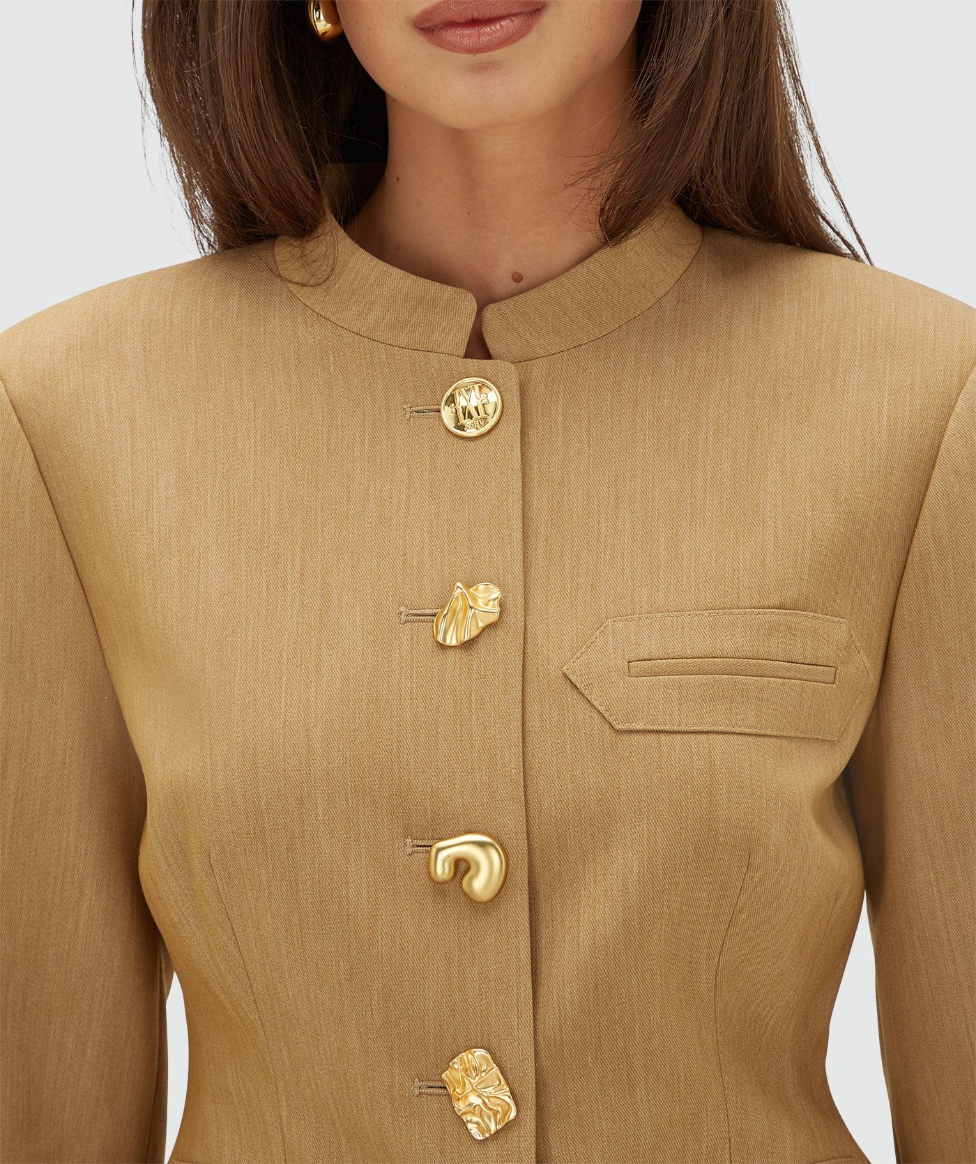 Boston Fitted Blazer - Light Camel Melange