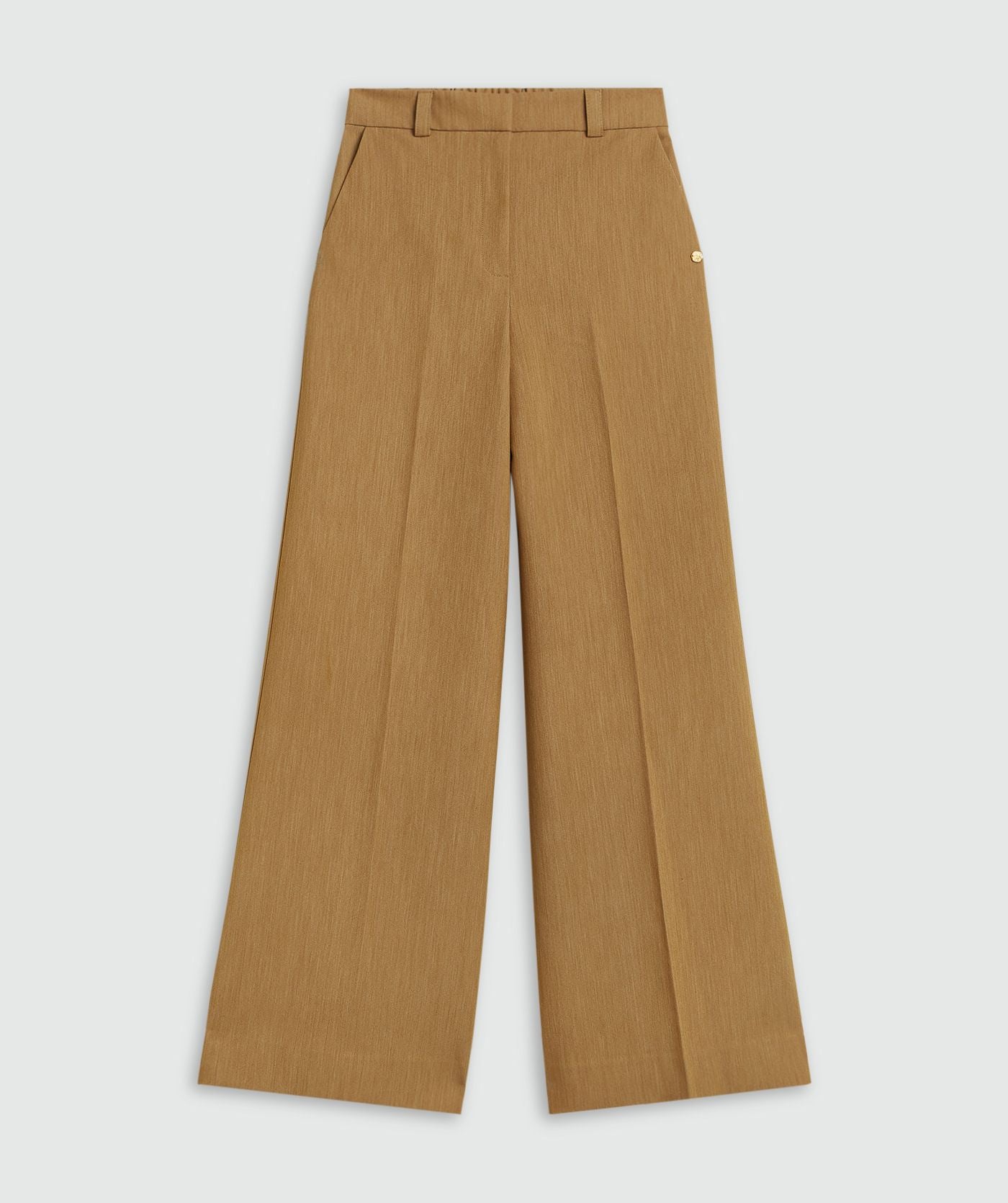 Callie High Rise Wide Leg Pantalon - Light Camel Melange