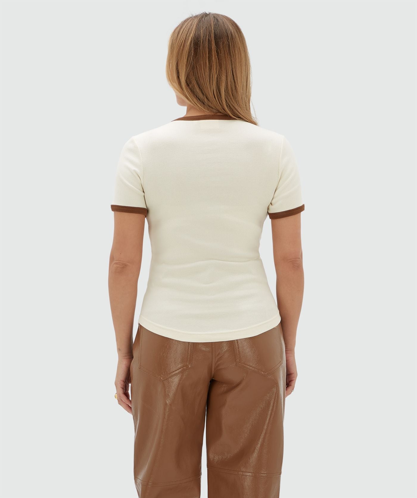 JV-CODY Slim Fit T-shirt met Logo - Winter White