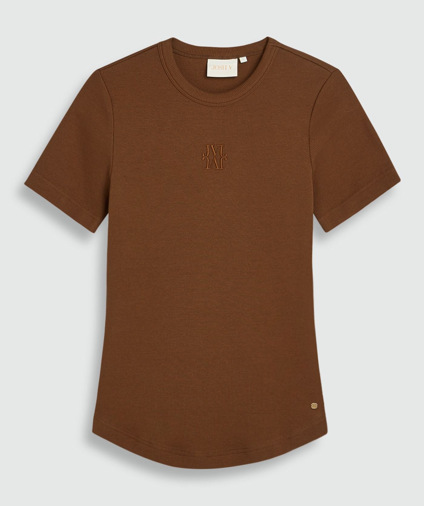 JV-CODY Slim Fit T-shirt met Logo - Cognac