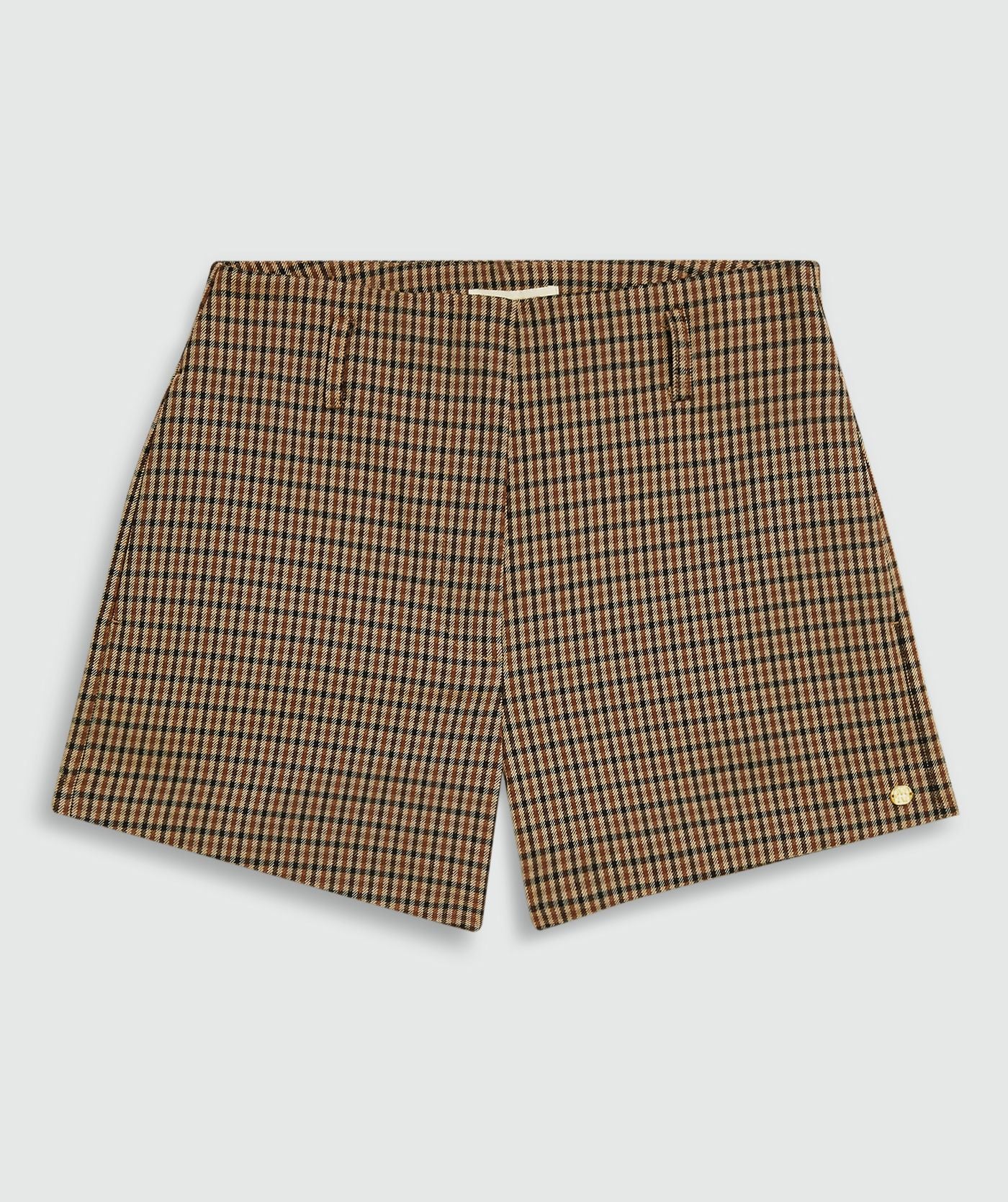 JV-DAMY fitted shorts met check print - brown check