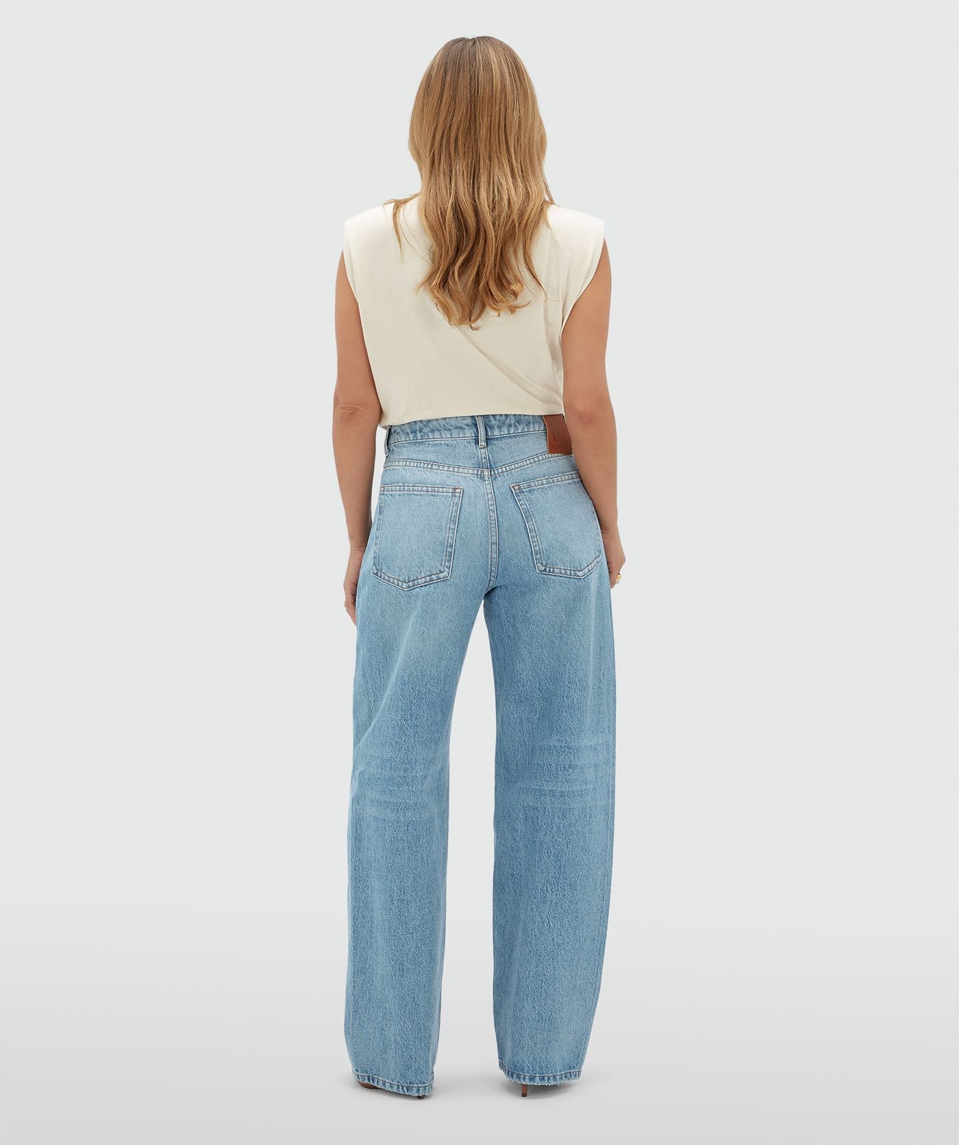 JV-DEWI Mid Rise Balloon Fit Jeans - Blue Denim