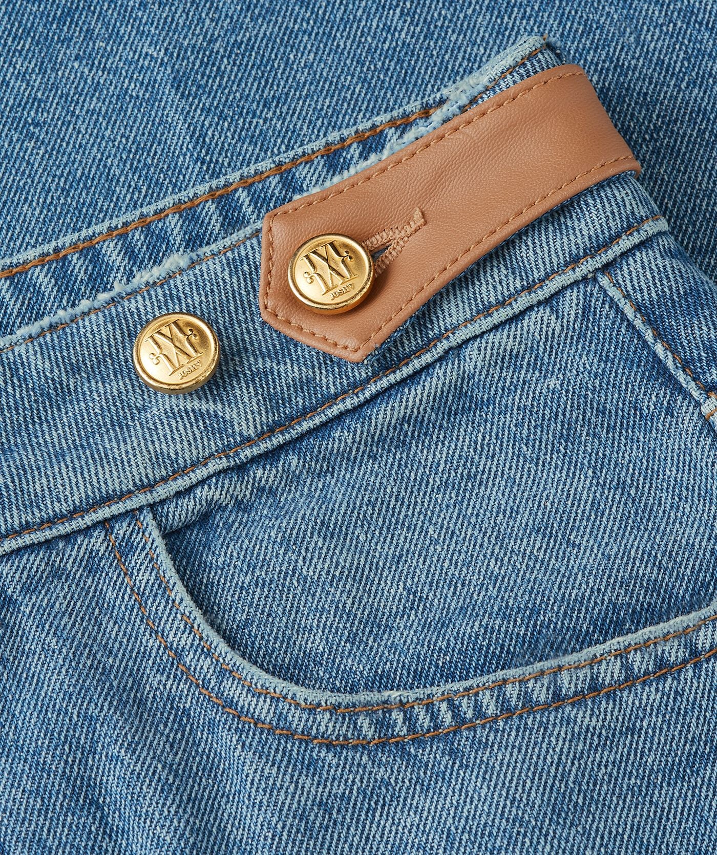 JV-GLORIA High Waisted Wide Leg Jeans - Blue Denim