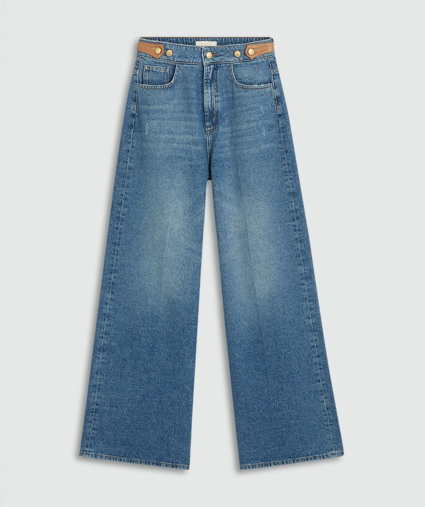 JV-GLORIA High Waisted Wide Leg Jeans - Blue Denim