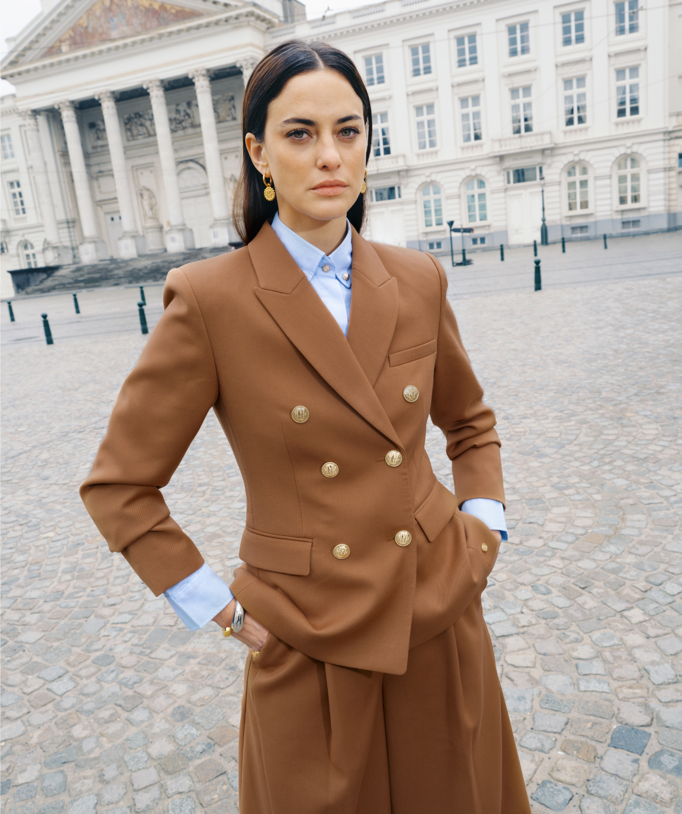 JV-HEIDI fitted blazer - cognac