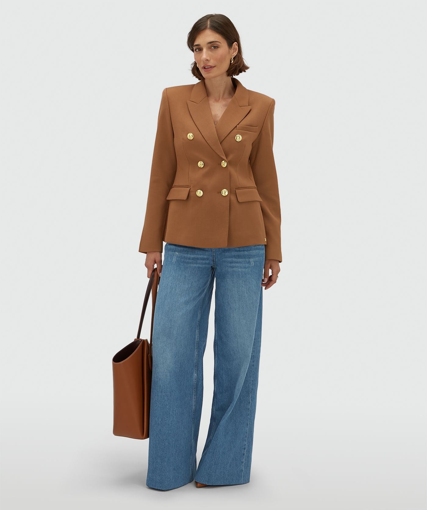 JV-HEIDI fitted blazer - cognac