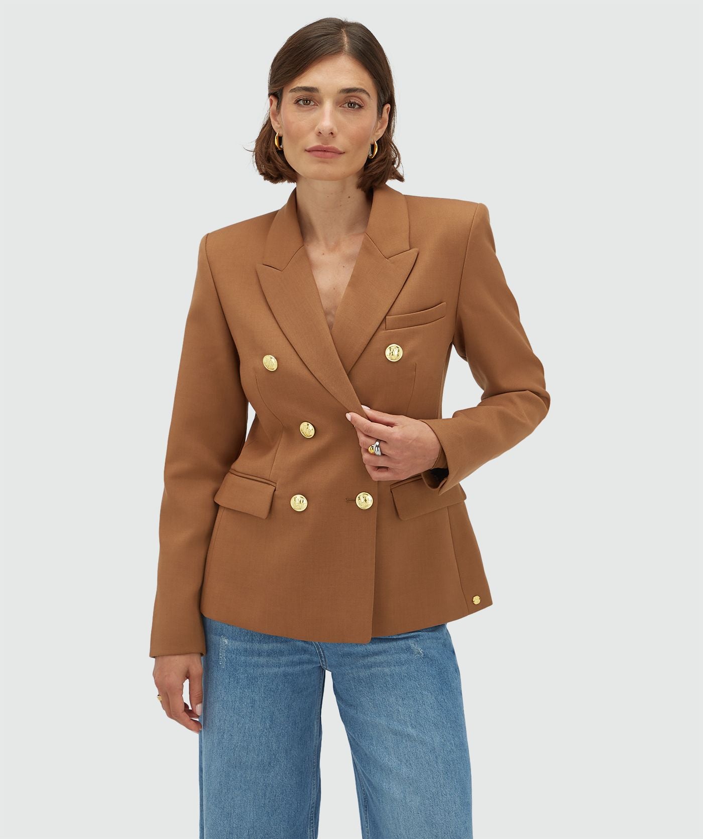 JV-HEIDI fitted blazer - cognac