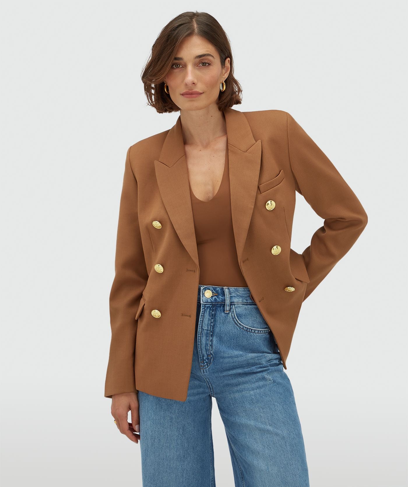 JV-HEIDI fitted blazer - cognac