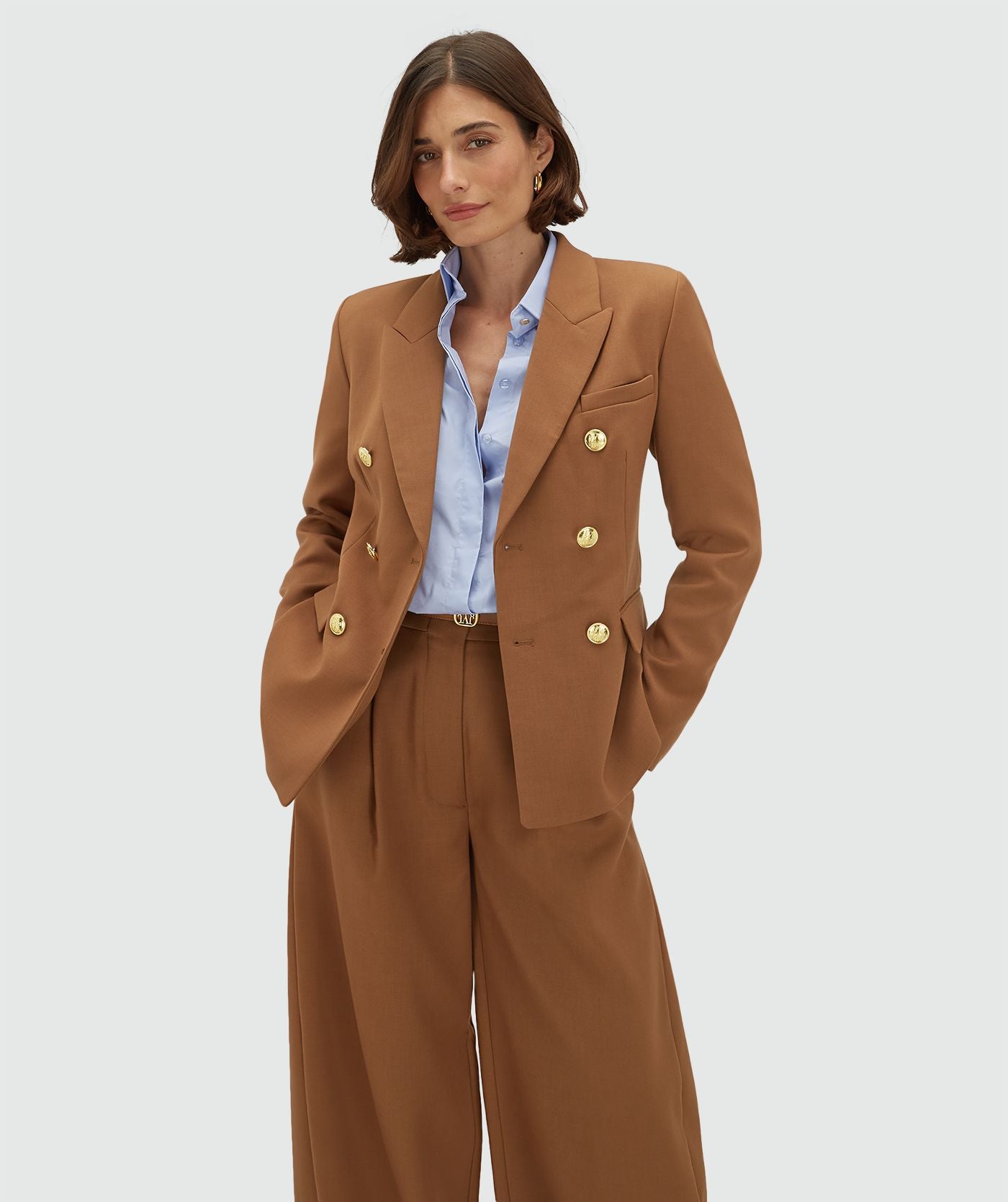 JV-HEIDI fitted blazer - cognac