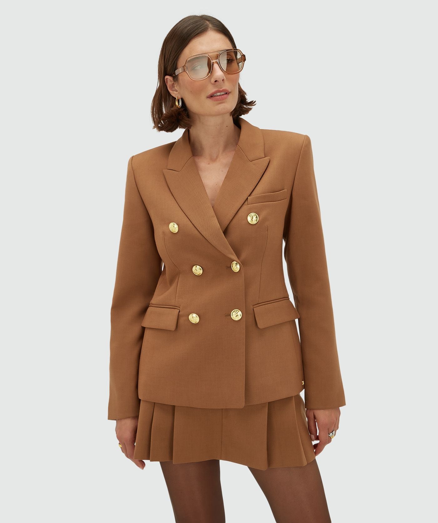 JV-HEIDI fitted blazer - cognac