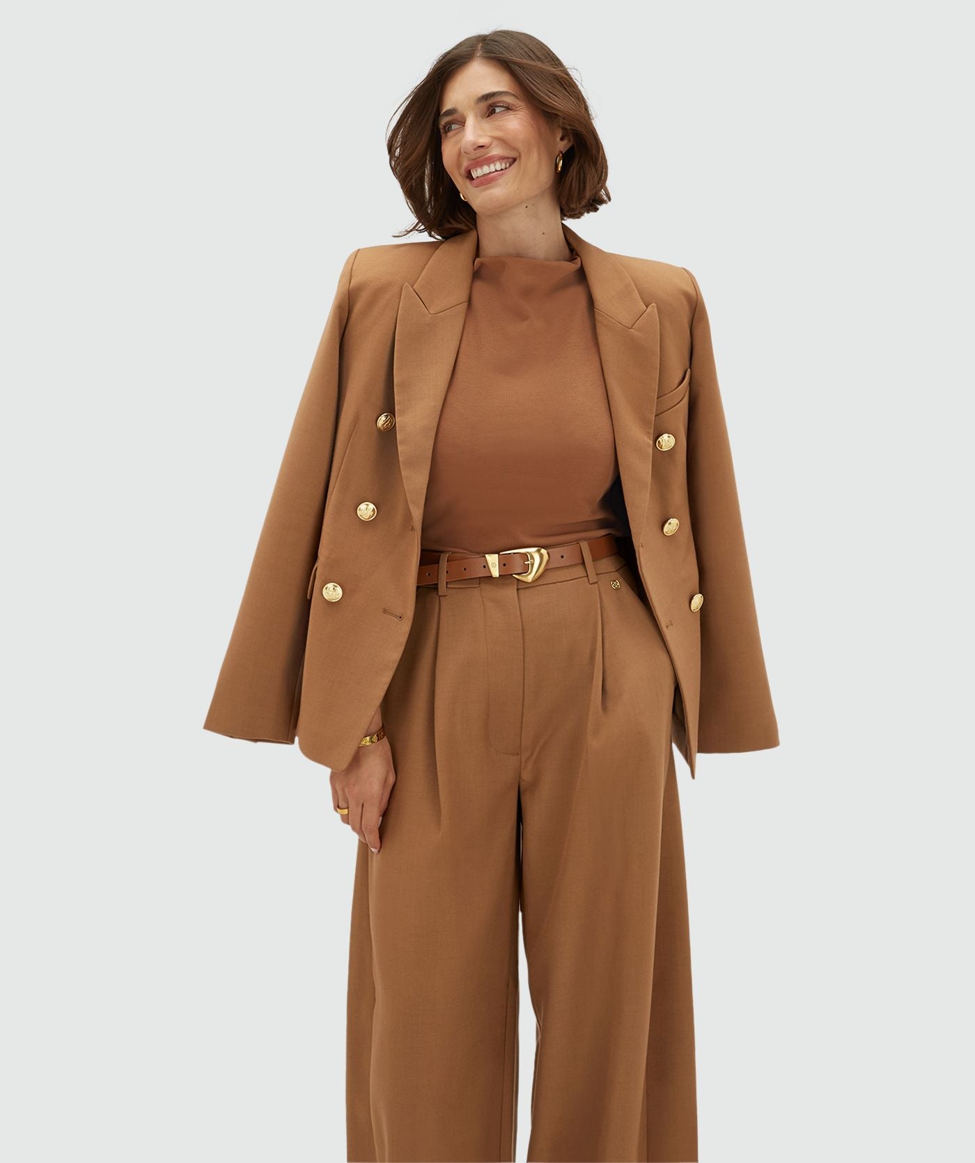 JV-HEIDI fitted blazer - cognac
