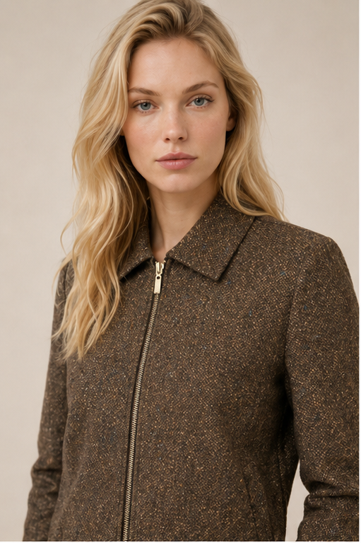 Jacket Emmy Lano Lurex - Donegal Tweed Choco