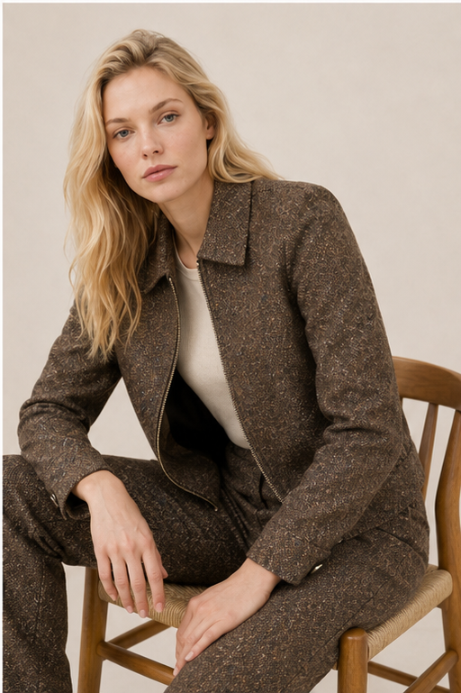Jacket Emmy Lano Lurex - Donegal Tweed Choco