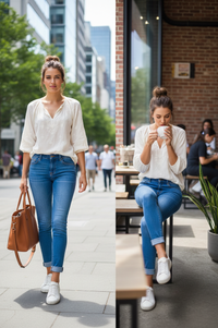 Jennifer Skinny Jeans Medium Denim - lifestyle fotografie