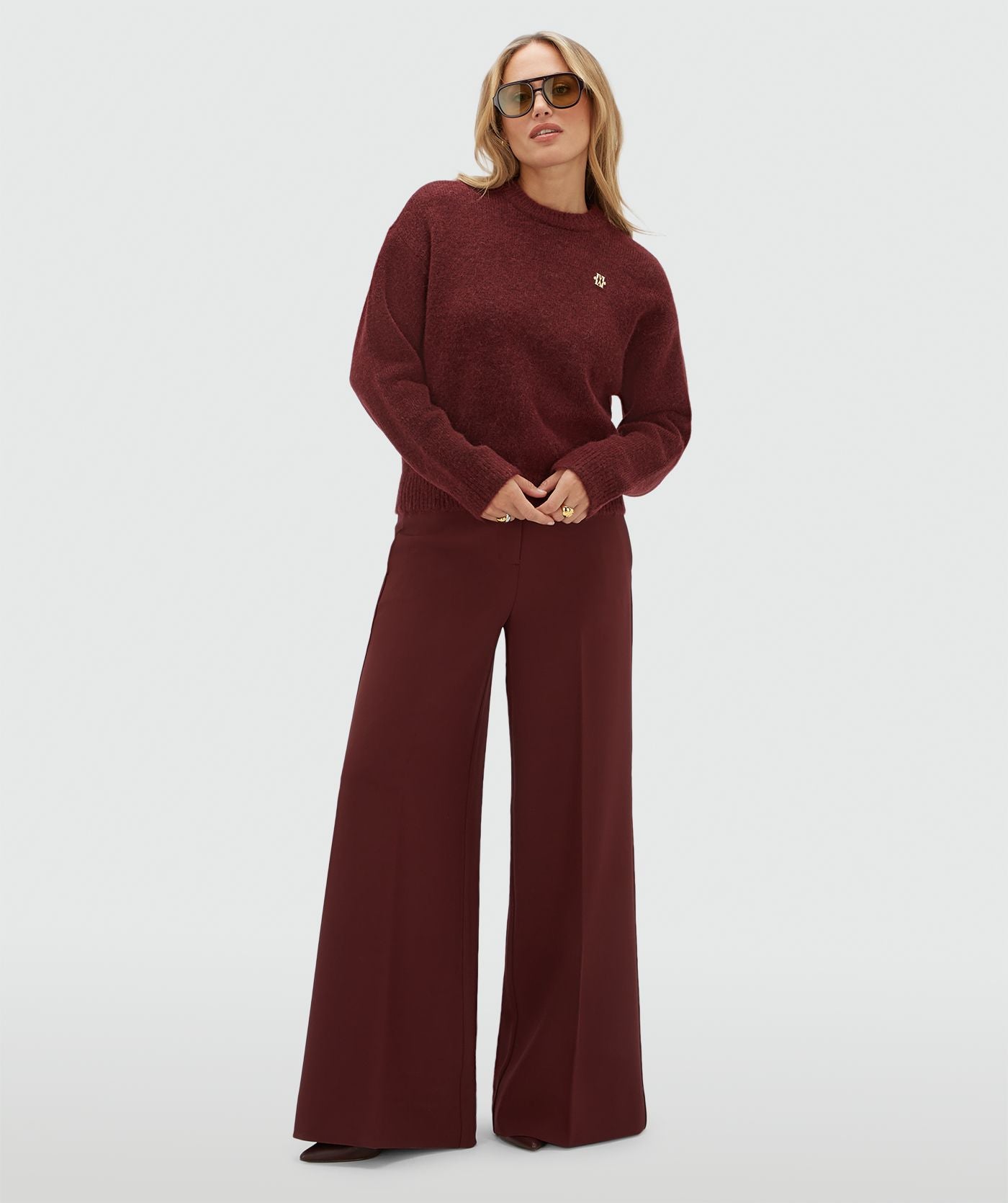 JV-IZE Oversized Sweater met Logo Burgundy