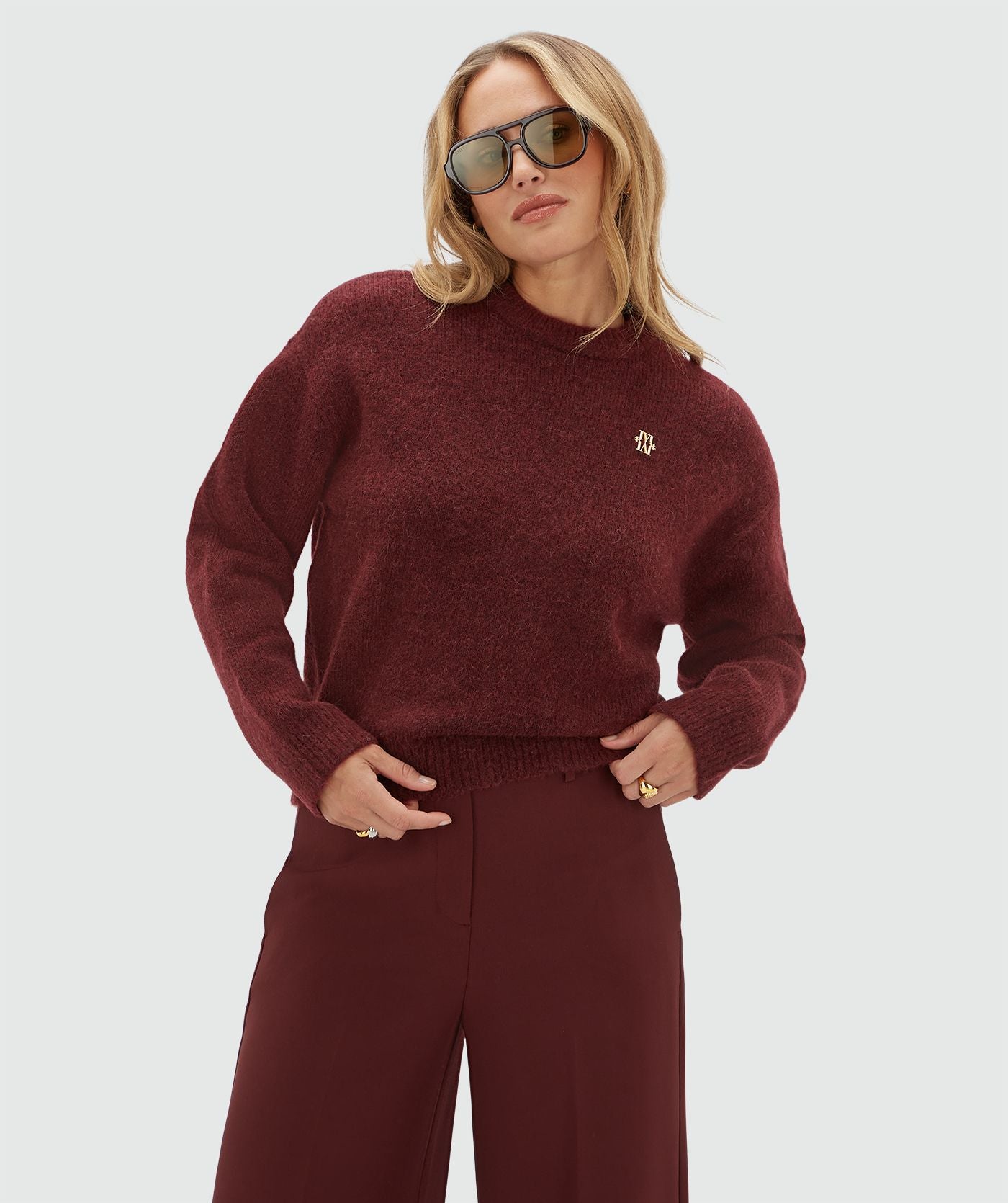 JV-IZE Oversized Sweater met Logo Burgundy