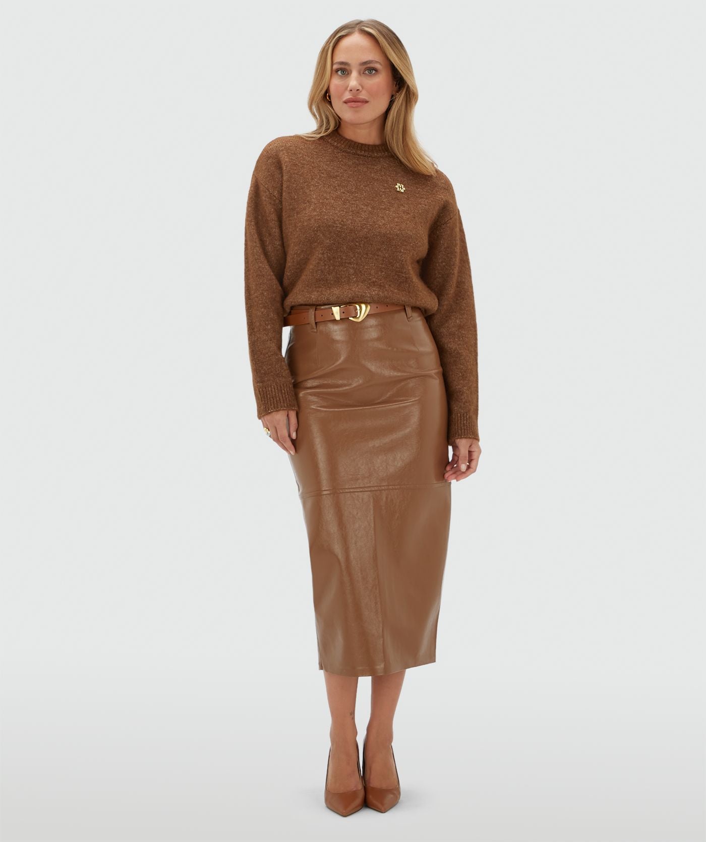JV-IZE Oversized Sweater met Logo Cognac