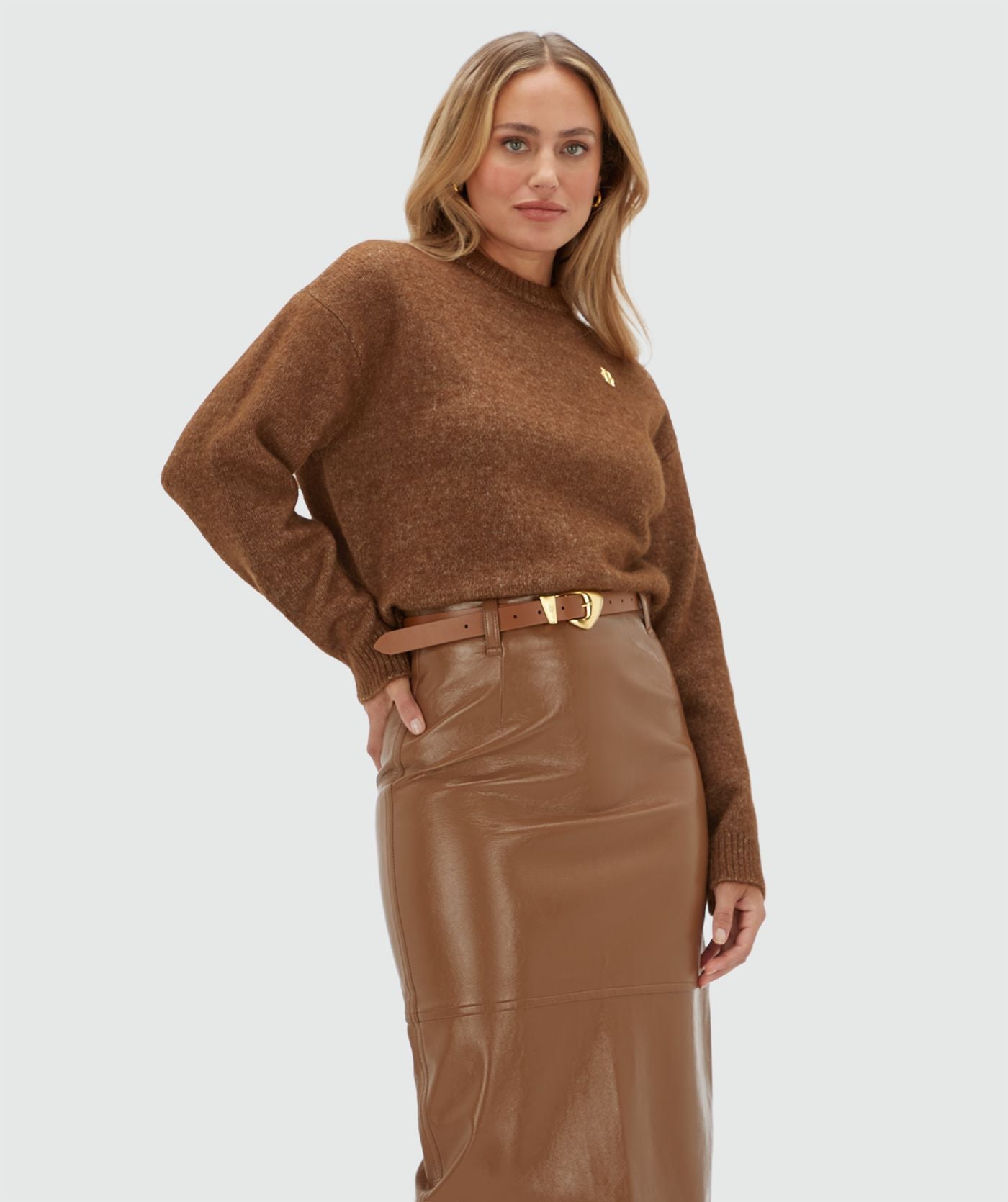 JV-IZE Oversized Sweater met Logo Cognac