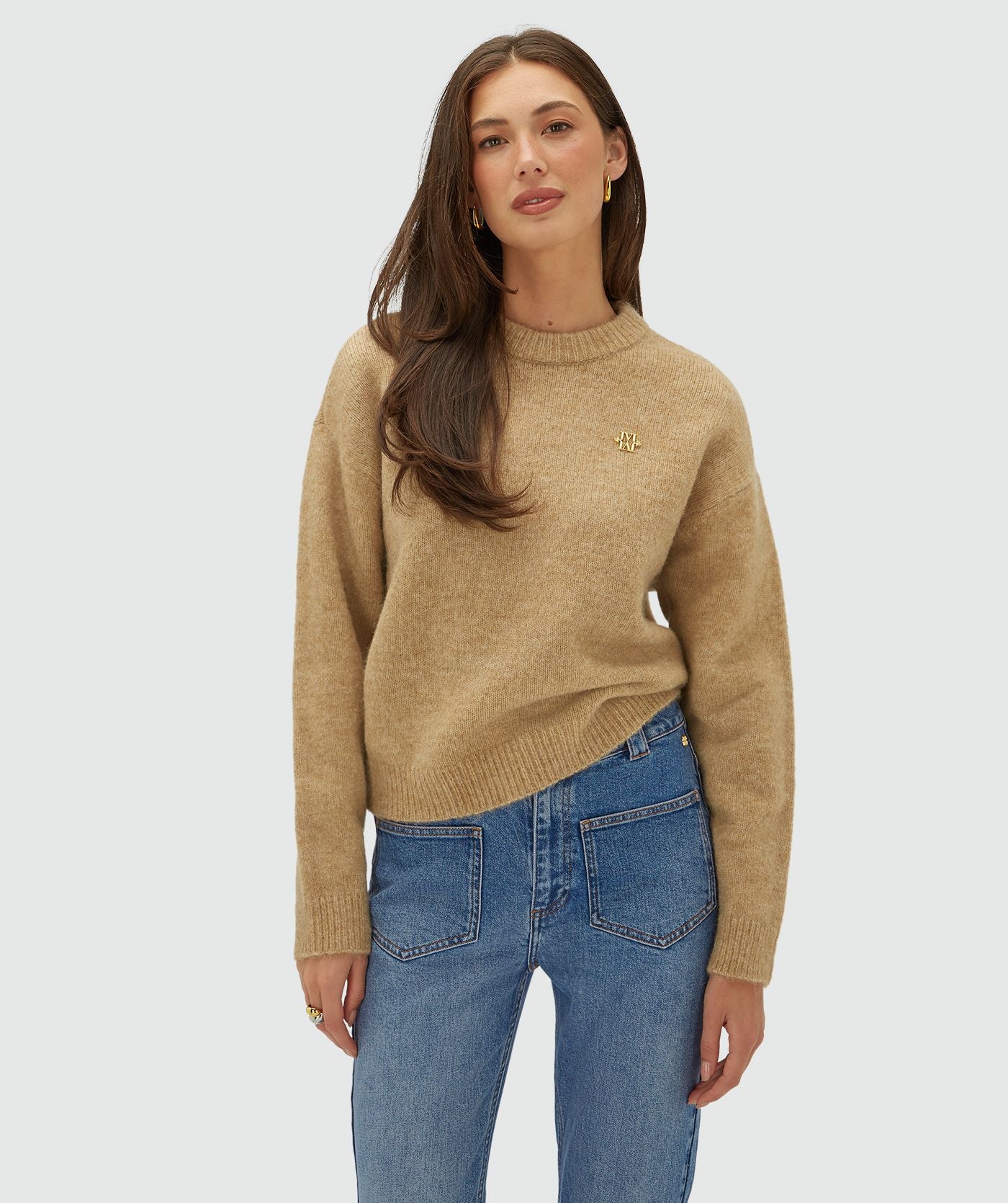 Ize Oversized Trui - Light Brown Melange