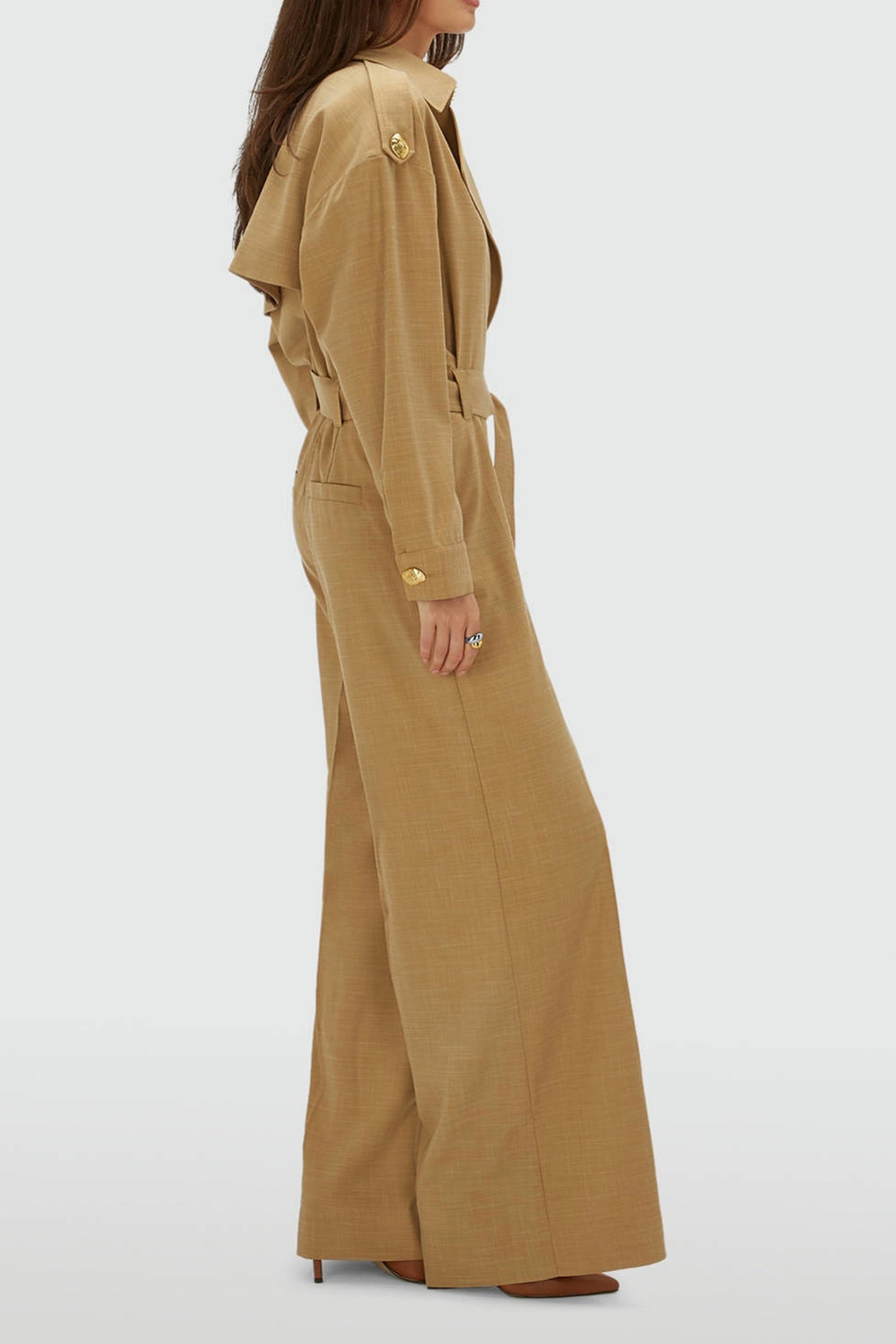 JV-TONE wide leg jumpsuit - light camel melange