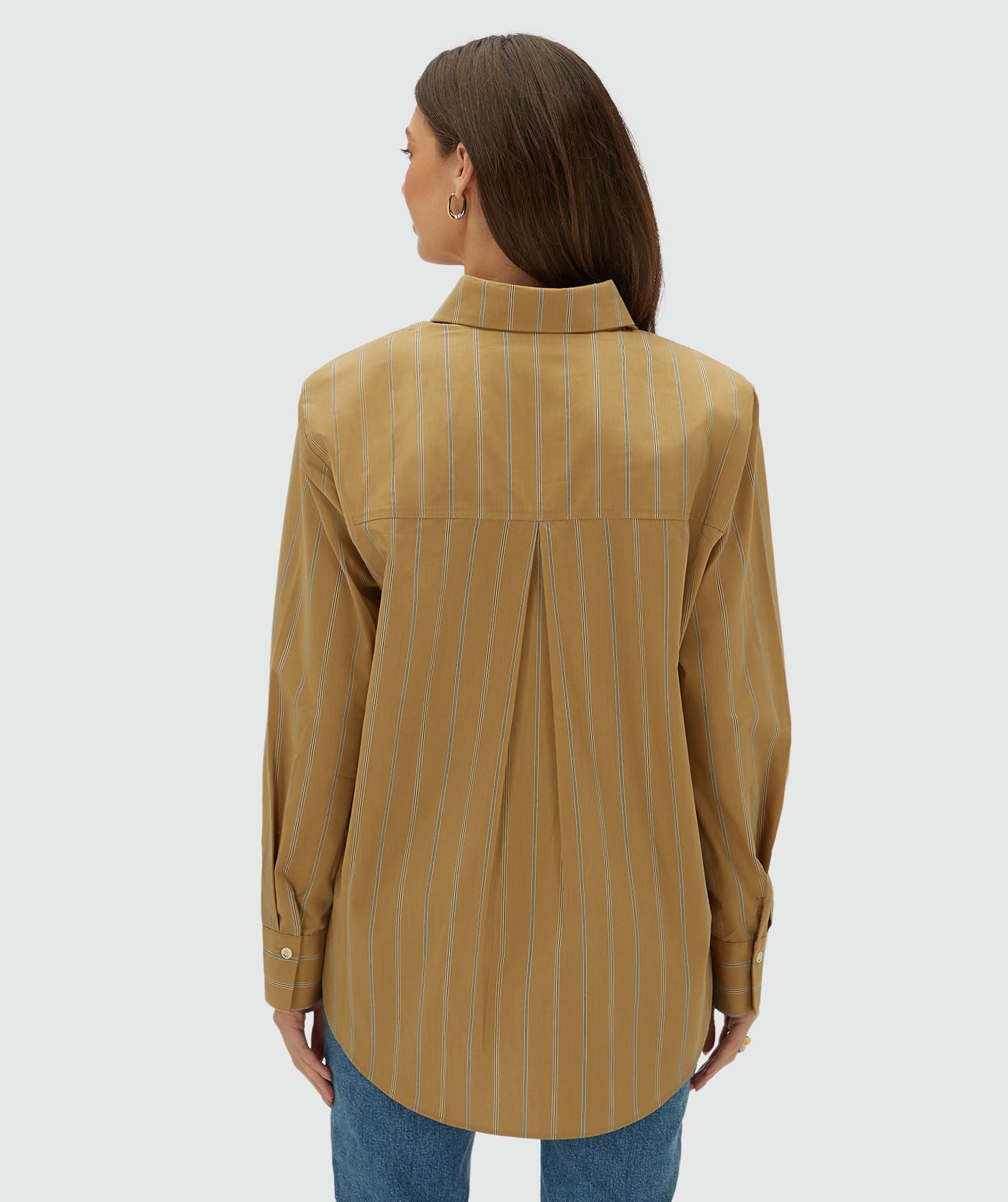 Kolly Oversized Blouse met Strepen - Camel Stripe