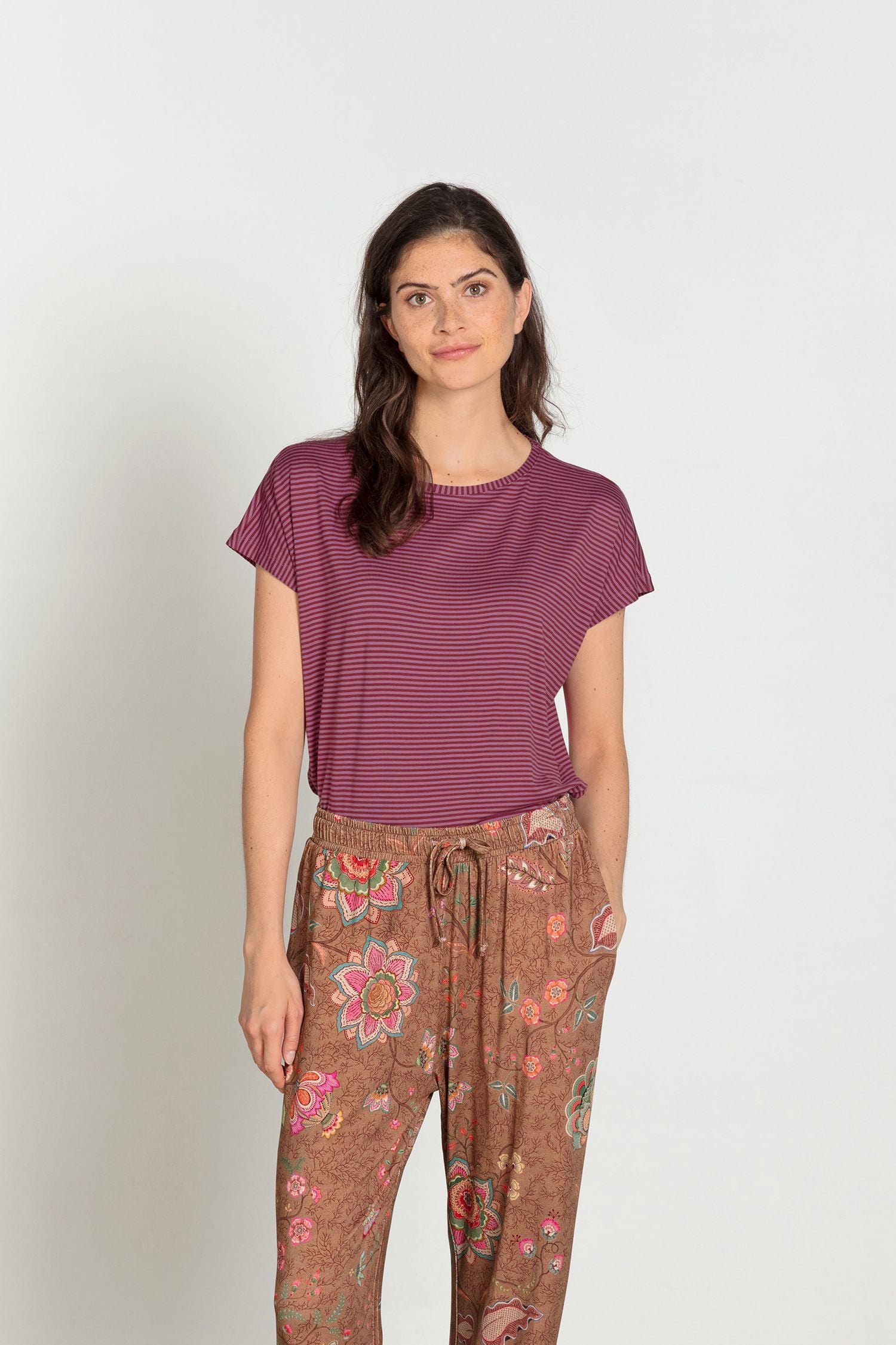 Tatum Top Korte Mouw Little Sumo Stripe Roze