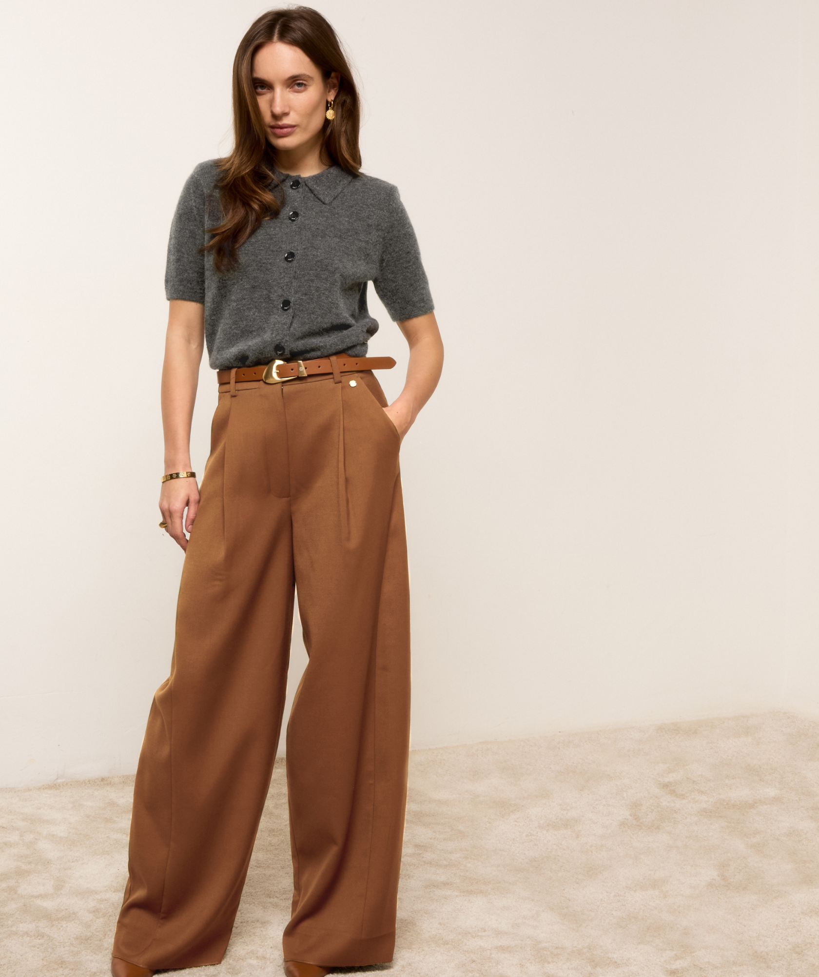 JV-KYLE high waisted balloon fit pantalon - cognac