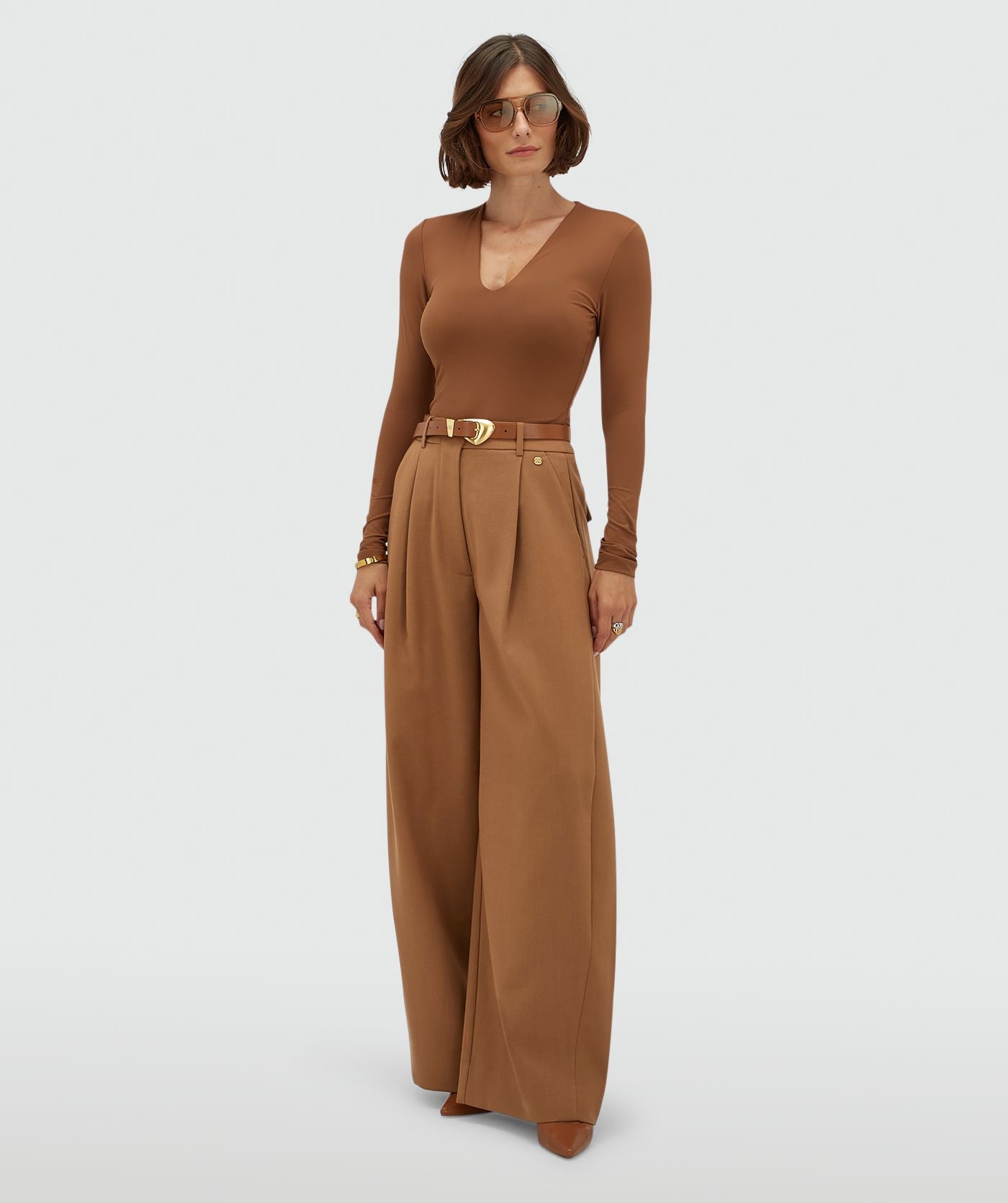 JV-KYLE high waisted balloon fit pantalon - cognac