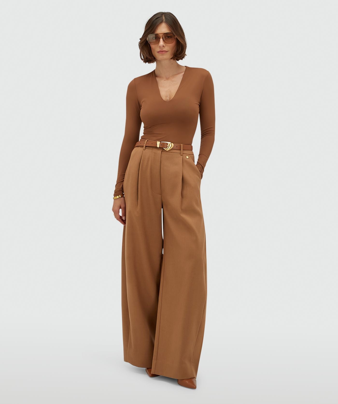 JV-KYLE high waisted balloon fit pantalon - cognac