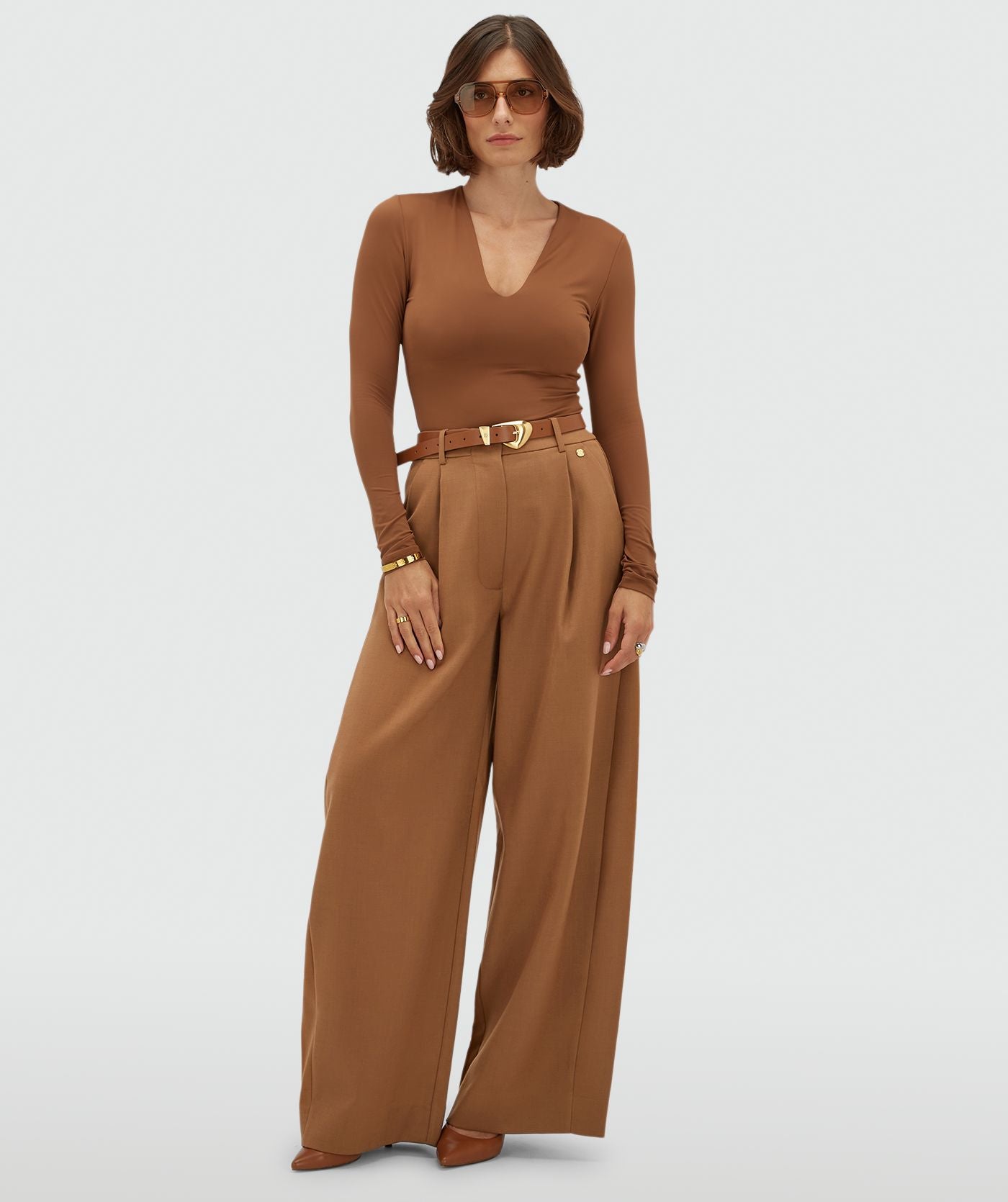 JV-KYLE high waisted balloon fit pantalon - cognac