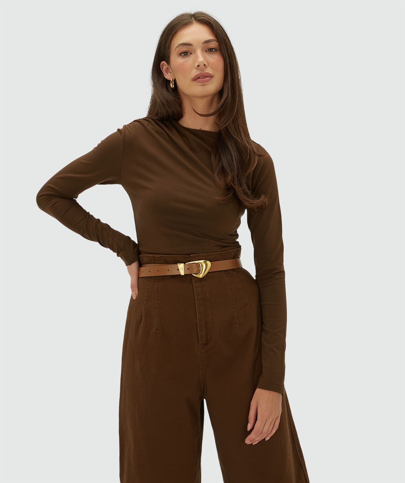 Lenie Slim Fit Top - Bruin