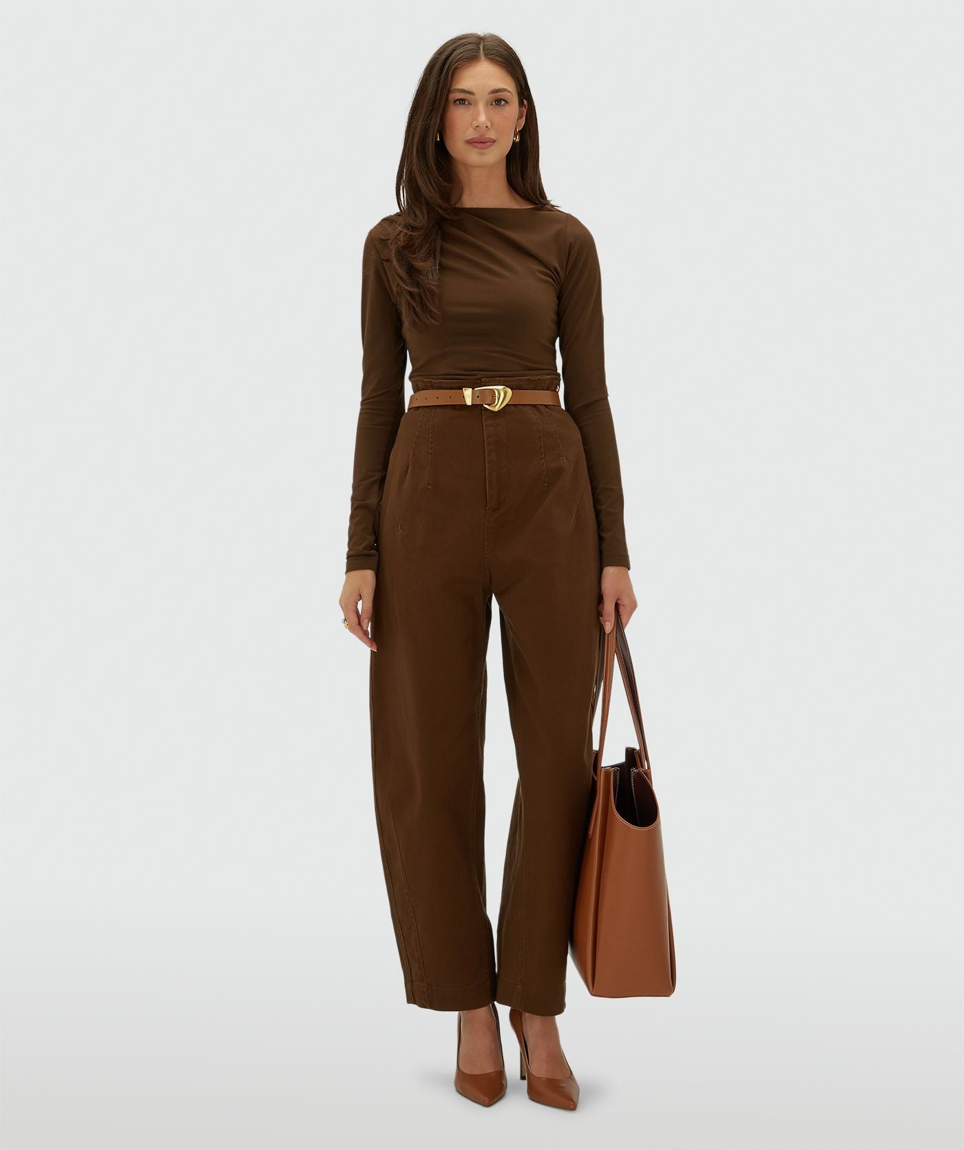 Lenie Slim Fit Top - Bruin