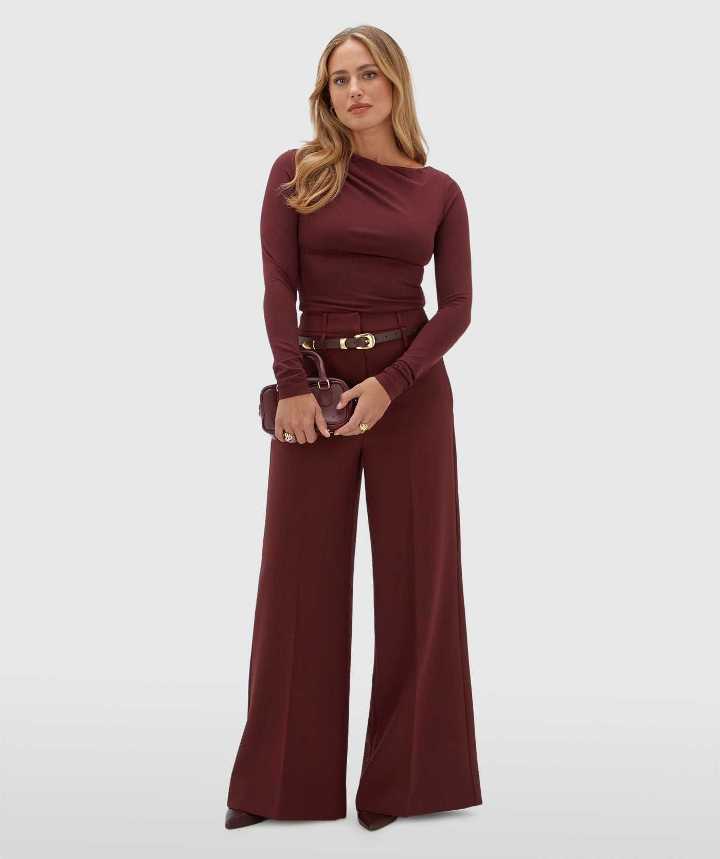 JV-LENIE Slim Fit Top - Burgundy