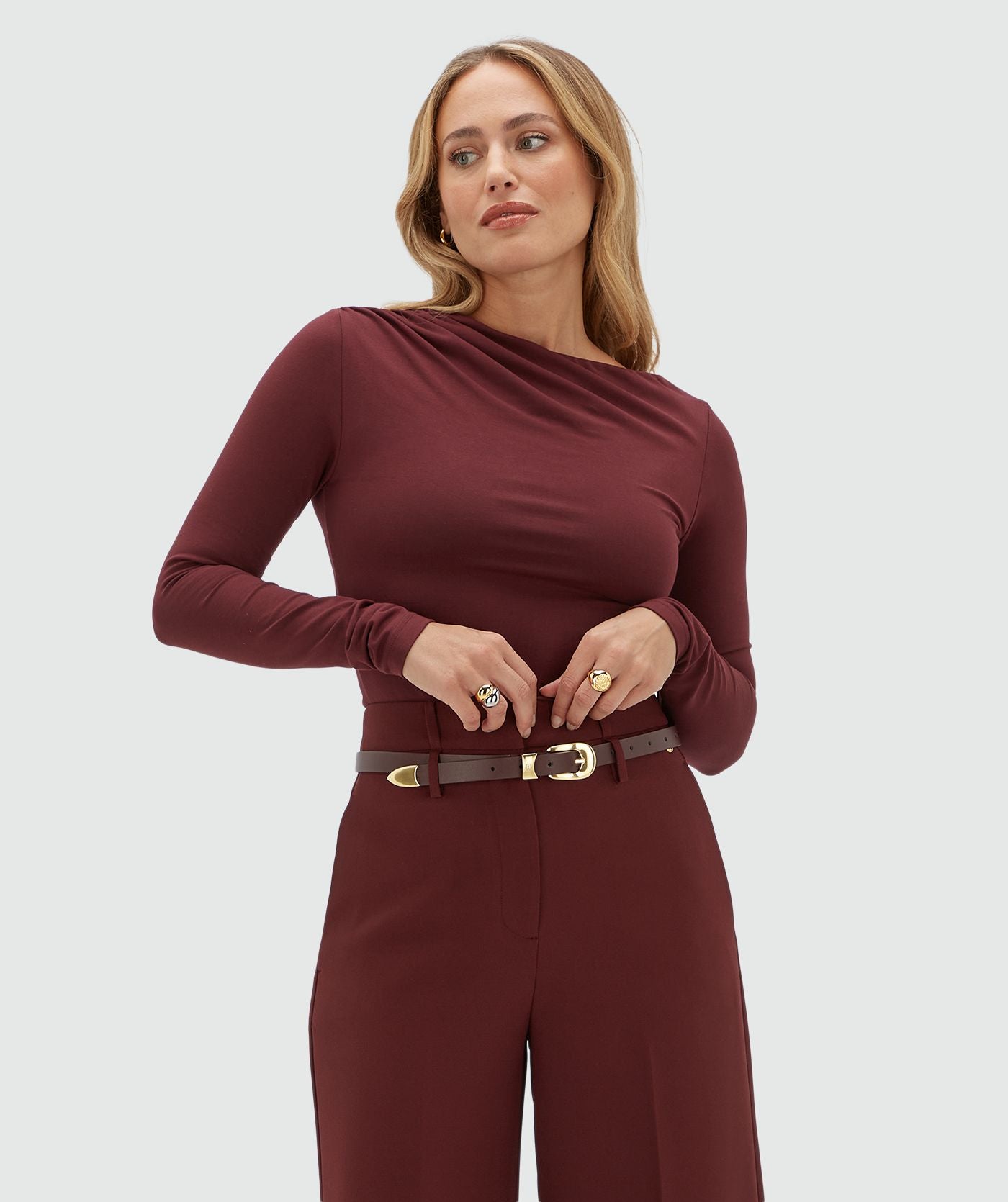 JV-LENIE Slim Fit Top - Burgundy