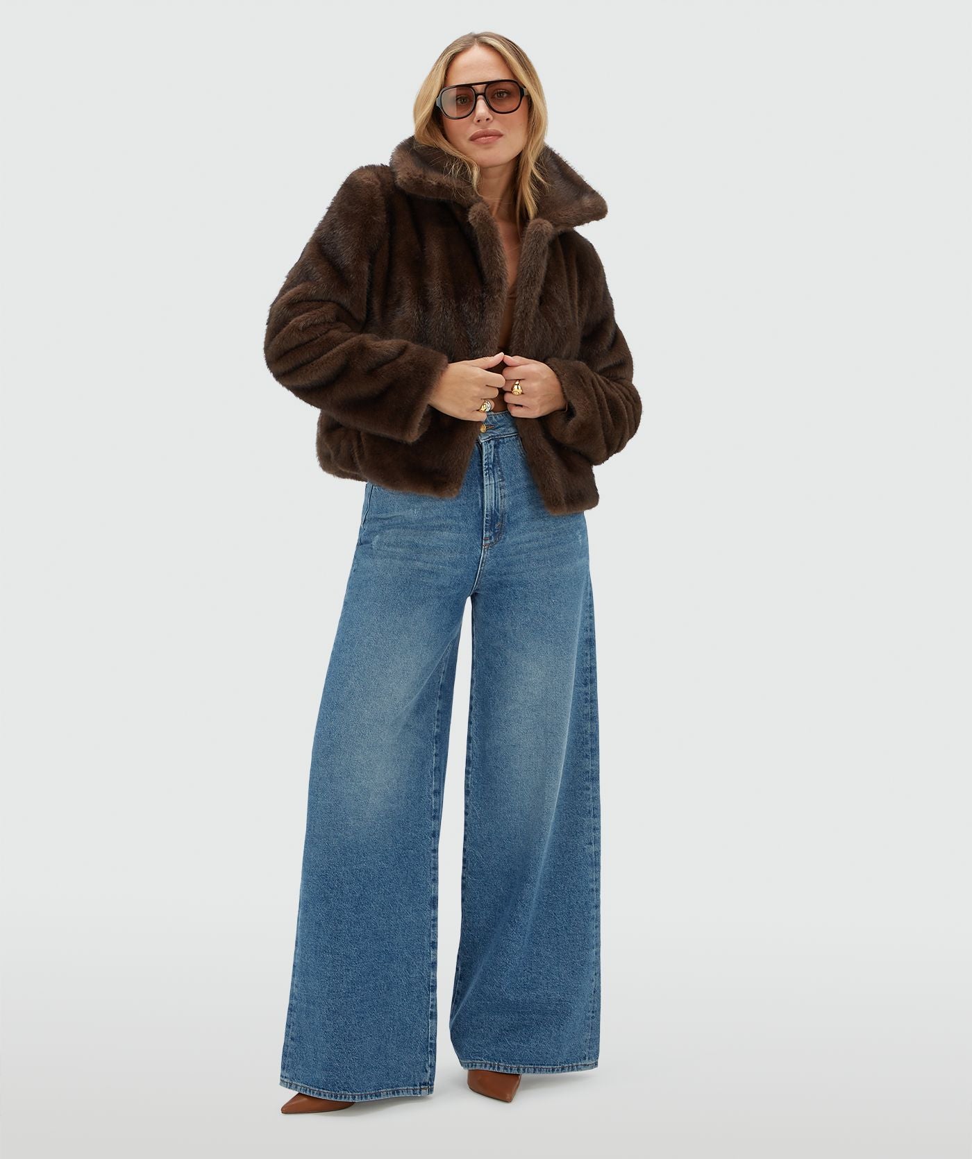JV-LOVISA Regular Faux Fur Jas - Barolo