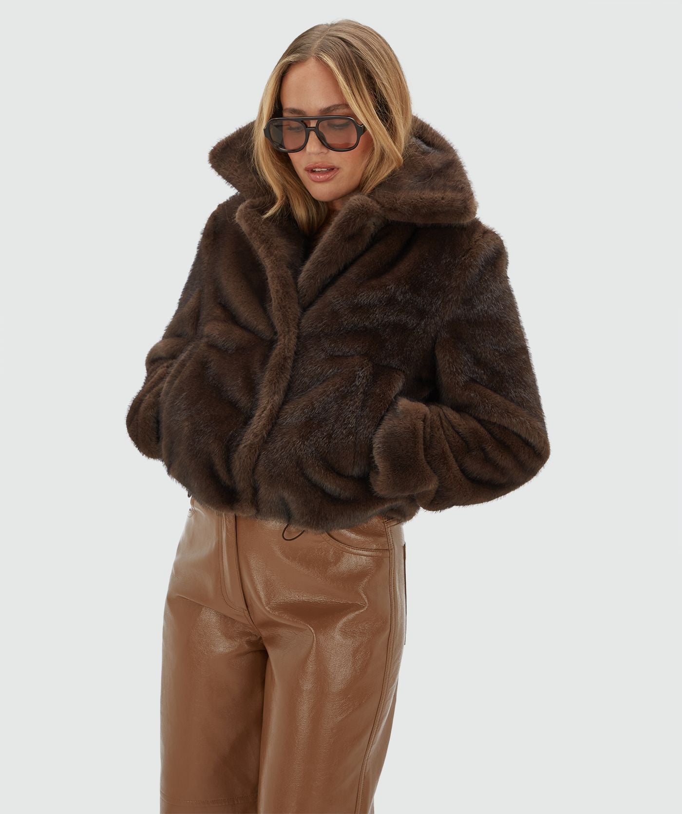 JV-LOVISA Regular Faux Fur Jas - Barolo