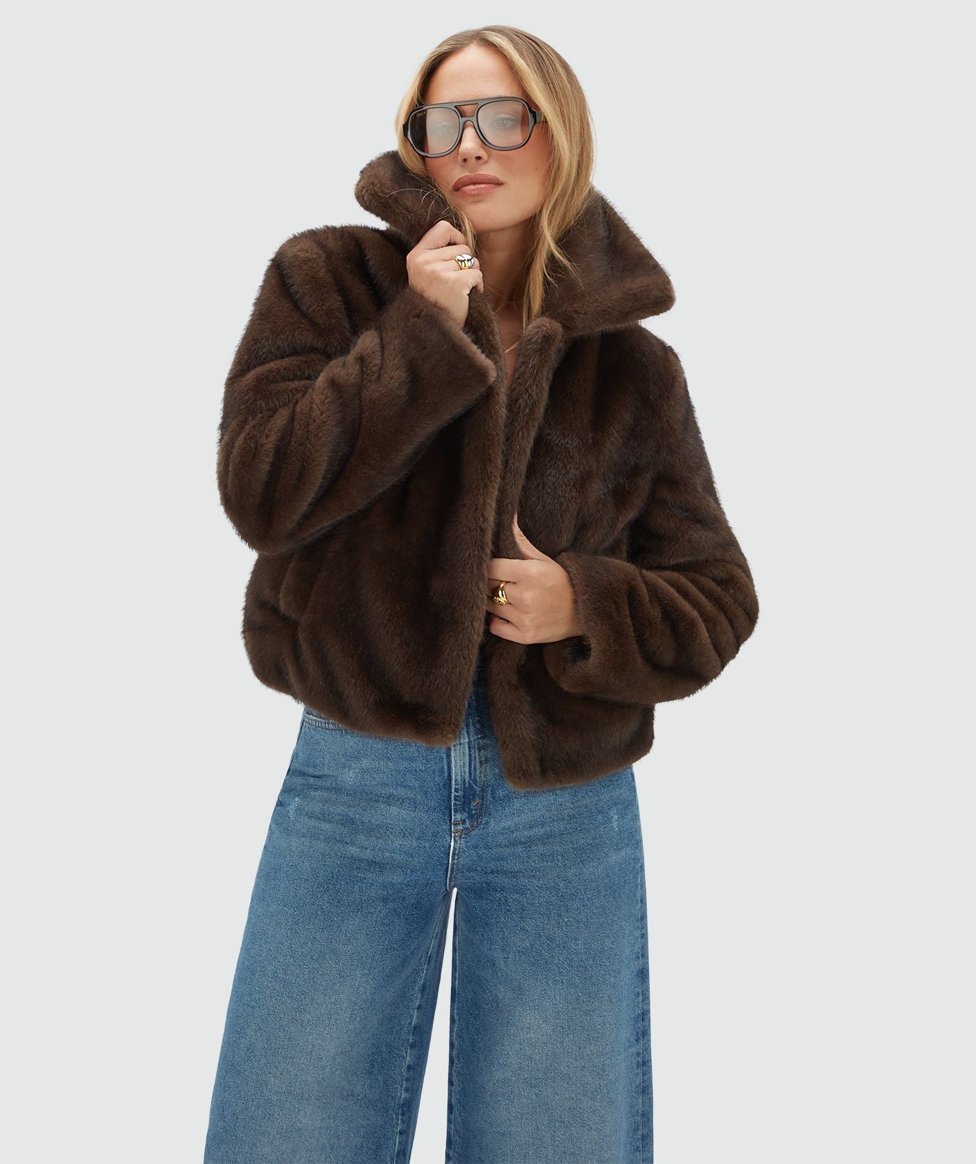 JV-LOVISA Regular Faux Fur Jas - Barolo