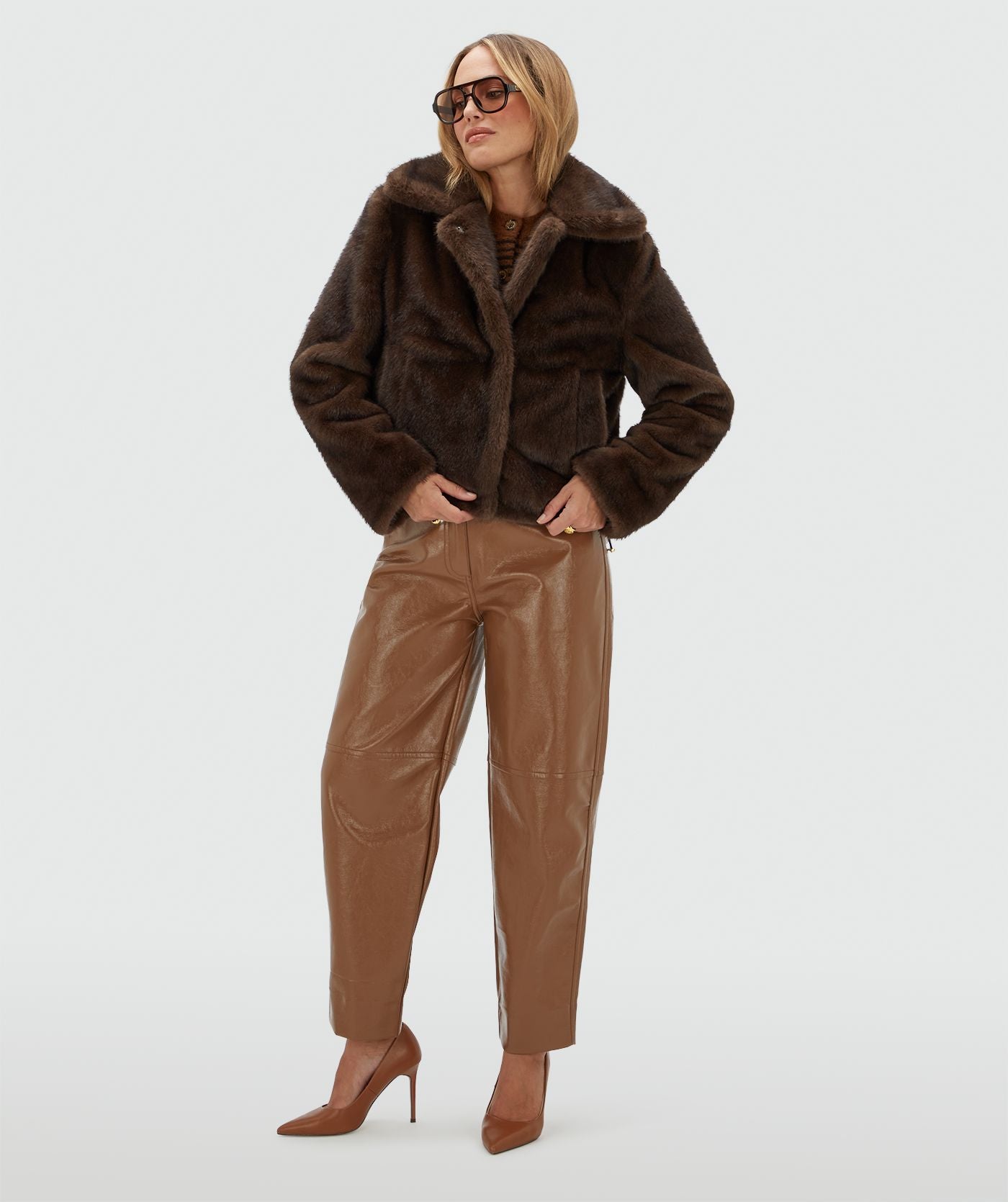 JV-LOVISA Regular Faux Fur Jas - Barolo