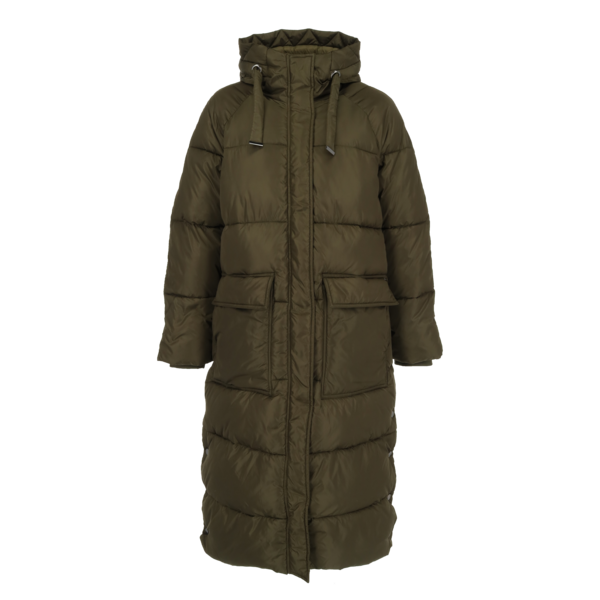 Maxi puffer with hood olive