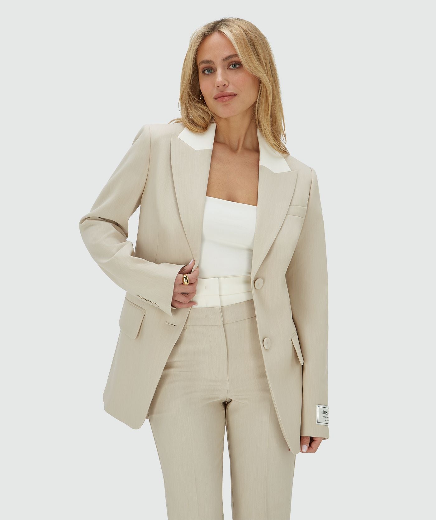 NILA fitted blazer - ecru melange