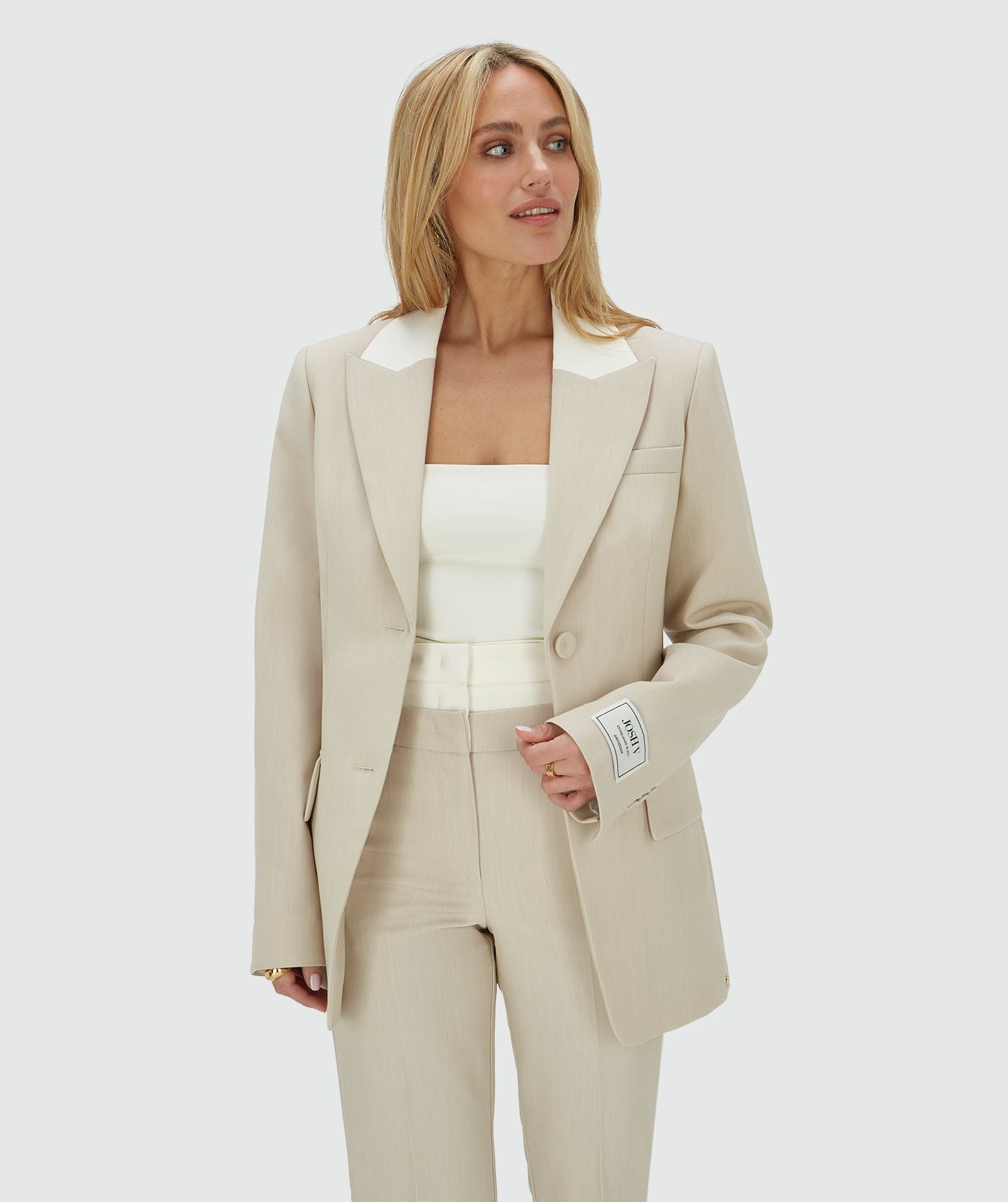 NILA fitted blazer - ecru melange